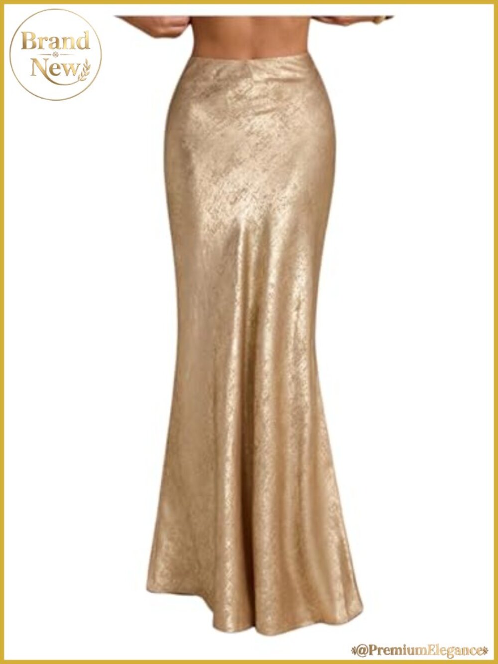 Women's High Waisted Fishtail Maxi Skirt Metallic Formal Wedding Guest Satin